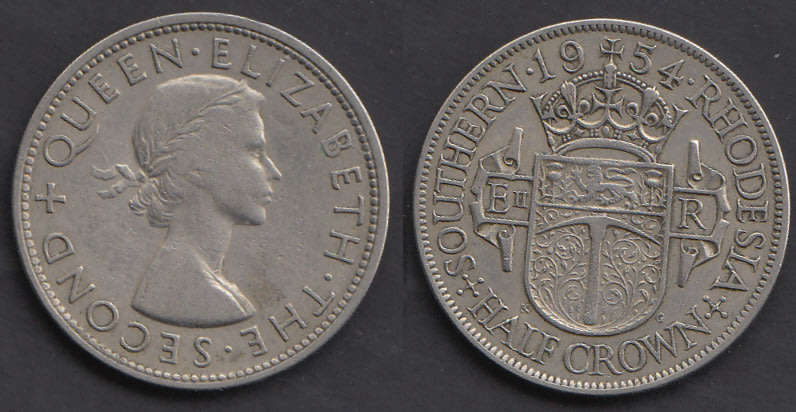 Crazy R1 Start! Southern Rhodesia, Half Crown of 1954