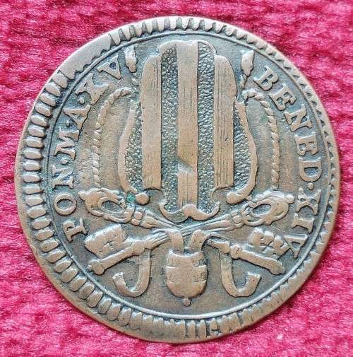 Crazy R1 Start! Vatican, Pope Benedict XIV Quattrino of 1754