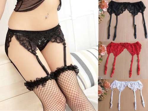 Lace Stockings Suspender with Clamps