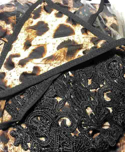 Leopard-print Nightclub Body Hip Skirt, Sexy Lace Nighty