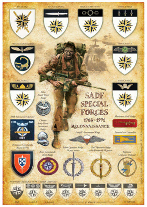 RECCE SPECIAL FORCES 1968-1991 Flashes and Badges Poster Print