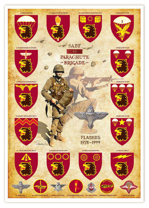 PARABATS Flashes Poster - 44 Parachute Brigade 1978 - 1999