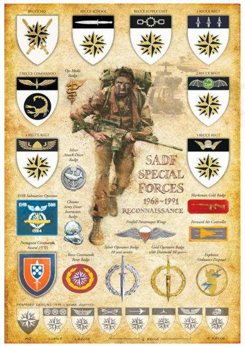 RECCE SPECIAL FORCES 1968-1991 Flashes and Badges Poster Print