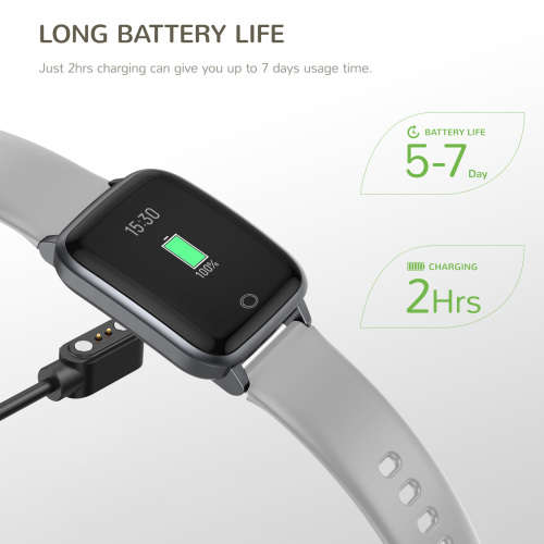 Letsfit - ID205S Smart Watch - Black Case with Grey Band