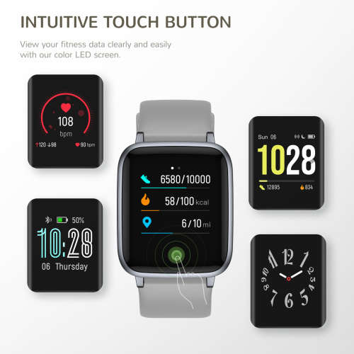 Letsfit - ID205S Smart Watch - Black Case with Grey Band