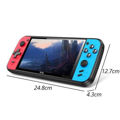 Black Hawk X16 Handheld Video Game Console 6.5 Inch 8G Retro Game  Blue and Red