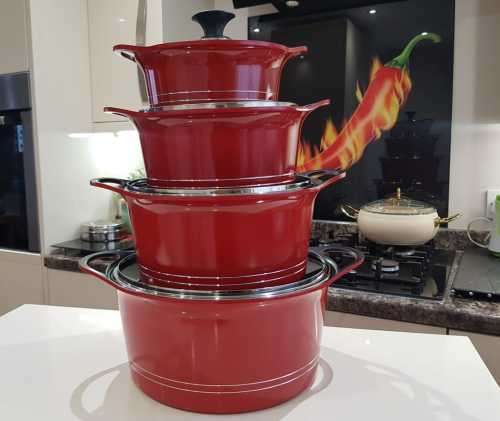 Sonex-die cast pot set 18 piece - Red