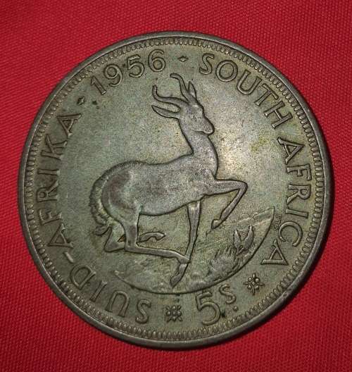 1956 South Africa 5 Shilling Silver Coin