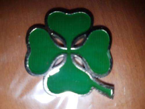 ALFA ROMEO GREEN METAL BADGE CLOVER LEAF