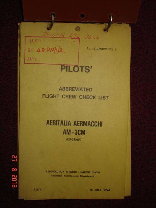 SAAF "BOSBOK" AM-3CM AIRCRAFT- BUSH WAR ERA- PILOTS CHECK LIST