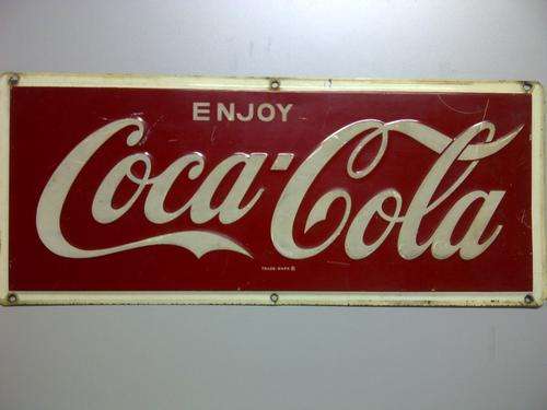 100% GENUINE & ORIGINAL VINTAGE EMBOSSED COCA-COLA  METAL SIGN