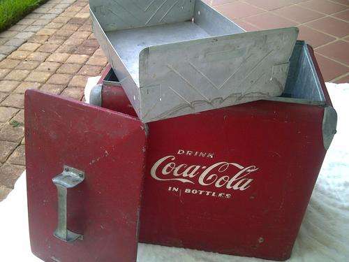 100% GENUINE&ORIGINAL! 1940-50's COCA-COLA COOLER & SNACK TRAY!! Free postage !!