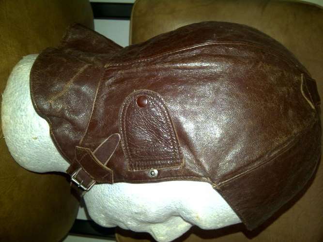 WW1-WW2 ERA GERMAN LEATHER  PILOT FLYING HELMET "PRYM" STUDS!! - FREE POSTAGE!!
