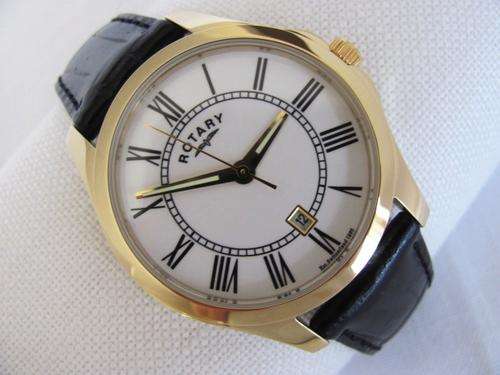 NEW MENS ROTARY BEAUMONT GS02794/01 BLACK LEATHER STRAP WATERPROOF WRISTWATCH