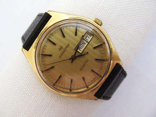 VINTAGE HAMILTON TUXEDO DIAL GOLD DAY DATE DRESS MENS WATCH WITHOUT TAG