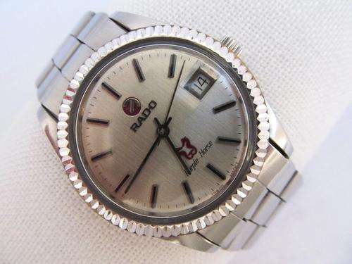 RARE RADO PURPLEHORSE DATE COINRIMMED STAINLESS STEEL AUTOMATIC MENS WATCH