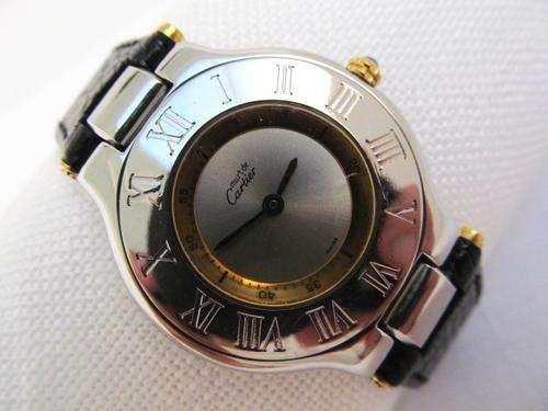 AUTHENTIC MUST DE CARTIER 'MUST 21' QUARTZ MIDSIZE WATCH