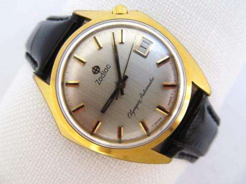 RARE ZODIAC OLYMPUS DATE GOLDPLATED AUTOMATIC MENS DRESSWATCH