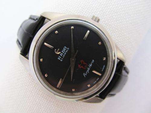 RARE RADO PURPLE HORSE ROUND MENS SS MANUAL WIND WATCH