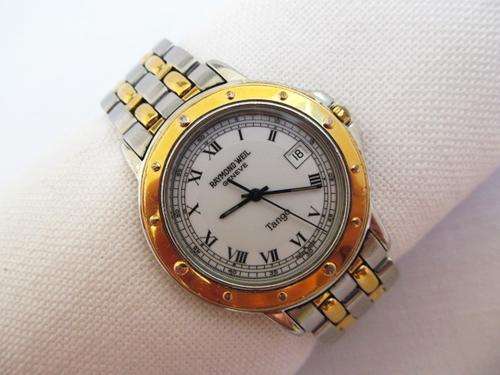 RAYMOND WEIL MENS TANGO WHITE ROMAN DIAL TWO TONE**make me an offer***