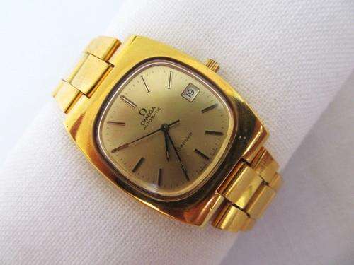 RARE OMEGA GENEVE CAL.1012 DATE GOLDPLATED AUTOMATIC MENS WATCH