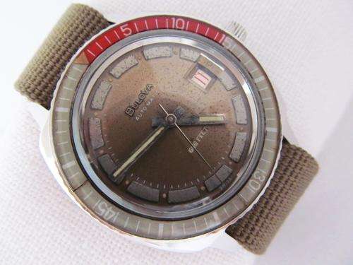 BULOVA 666 FEET DATE STAINLESS STEEL AUTOMATIC MENS DIVER WATCH