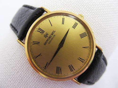 RAYMOND WEIL GENEVE 18 kt GP MENS WATCH QUARTZ ROMAN