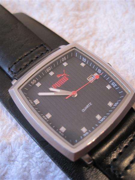 **R1700**Puma Black Genuine Leather Band Men's Watch