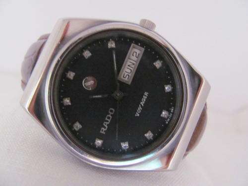 CLASSIC RADO VOYAGER BLACK AUTO DAY DATE SS WATCH