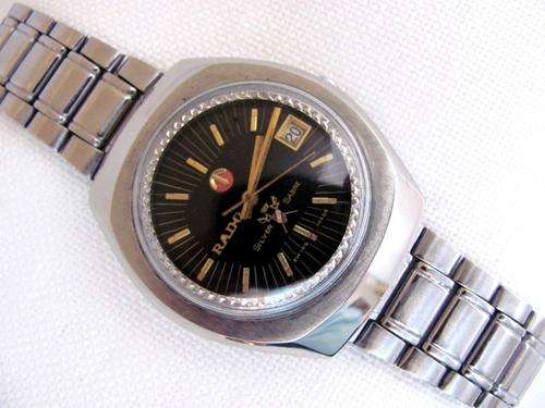 VINTAGE RADO SILVER SABRE FACETED CASE DATE WATCH