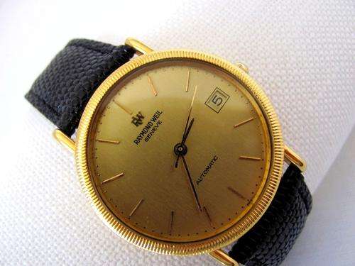 RAYMOND WEIL GENEVE 18K GOLD PLATED AUTO MENS DRESSWATCH
