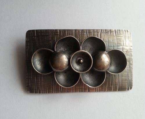 Handmade marked silver brooch