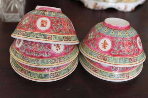 5xbeautiful chinese bowls/cups