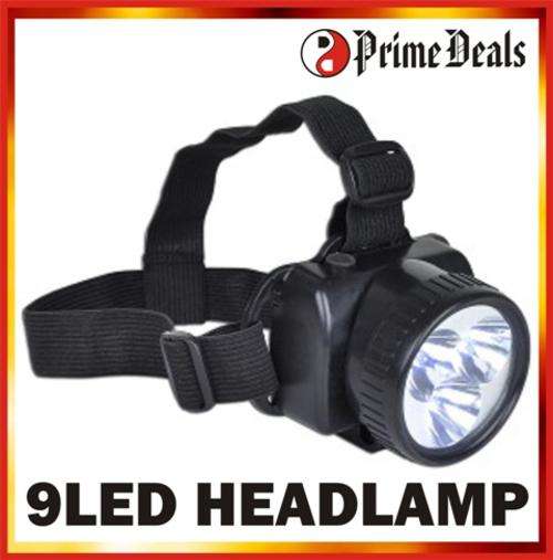 HEADLAMP WITH 9 LED LAMPS - Adjustable Headstrap - Adjustable Inclination - LONG SHOTS!!!
