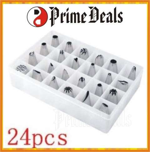 3 to Go!! 24 PIECE Icing Piping Nozzles Tips Pastry Cake Cupcake Sugar-Craft Decorating Tools.