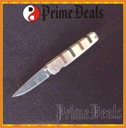 POCKET KNIFE WITH ACRYLIC COLOURED INSERT - Unique Design - Liner Lock - Pocket Clip - 4 on Auction!