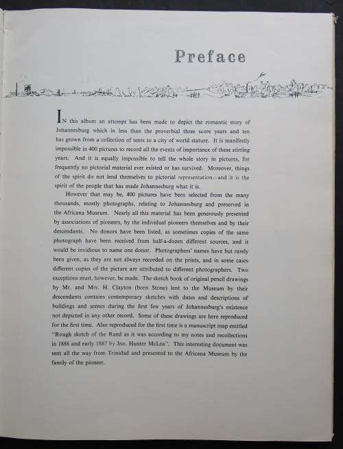1956 PICTORIAL HISTORY OF JOHANNESBURG BY ANNA H. SMITH.
