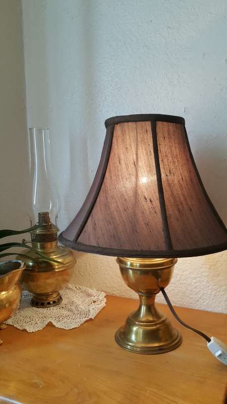 Vintage Electrified brass oil lamp