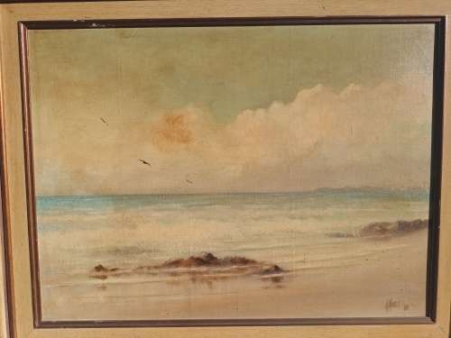 AG MORRIS 1980 Painting - Durban Bluff From Umhlanga: Early Morning