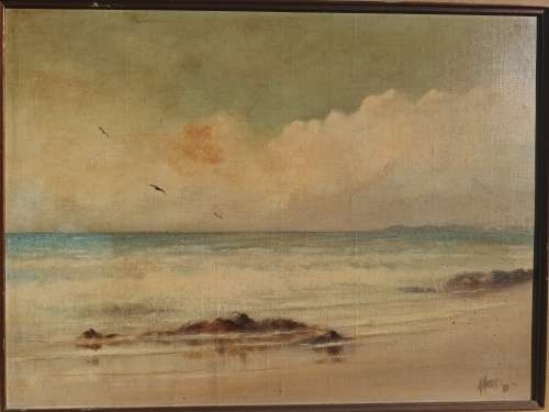 AG MORRIS 1980 Painting - Durban Bluff From Umhlanga: Early Morning