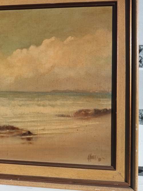 AG MORRIS 1980 Painting - Durban Bluff From Umhlanga: Early Morning