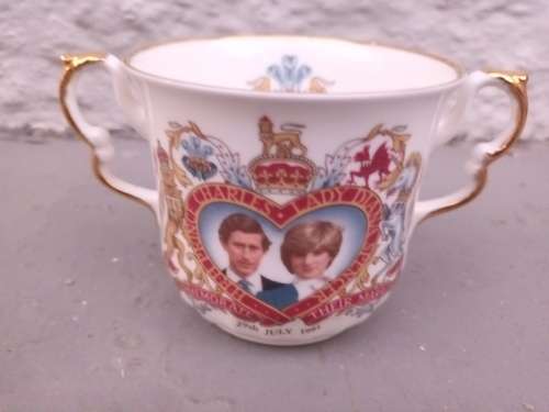 Double Handled Prince Charles and Diana Wedding 1981 Mug Elizabethan Fine Bone China England