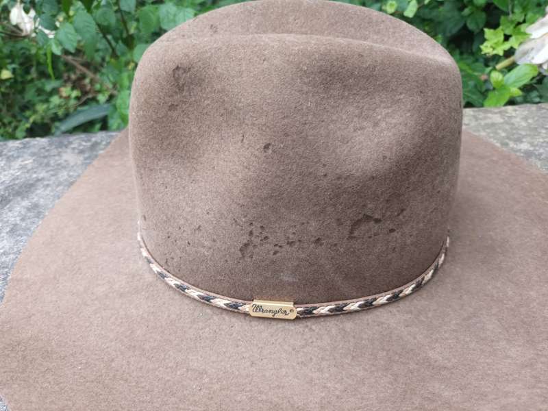 VINTAGE USA made WRANGLER Cowboy Hat BEAVER 6X Black 7-1/8