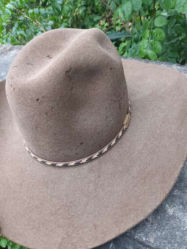 VINTAGE USA made WRANGLER Cowboy Hat BEAVER 6X Black 7-1/8
