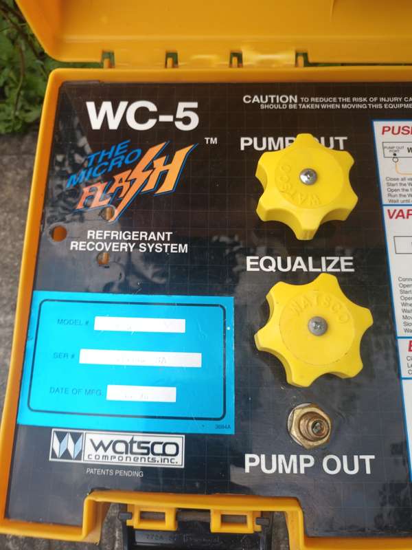 Watsco Micro Flash Refrigerant Freon Recovery System WC-5