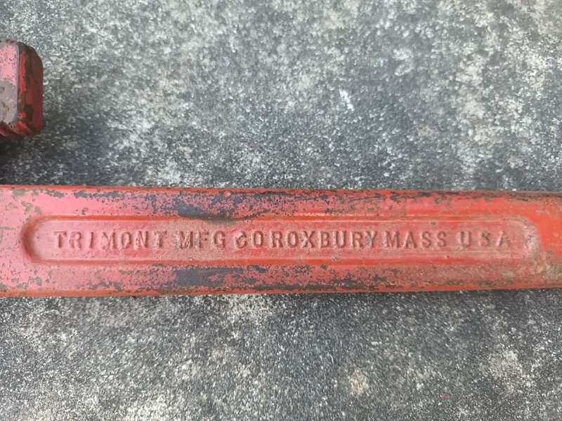 VINTAGE Trimont Mfg Co Roxbury Mass 24 Inch Trimo Pipe Wrench Made in USA