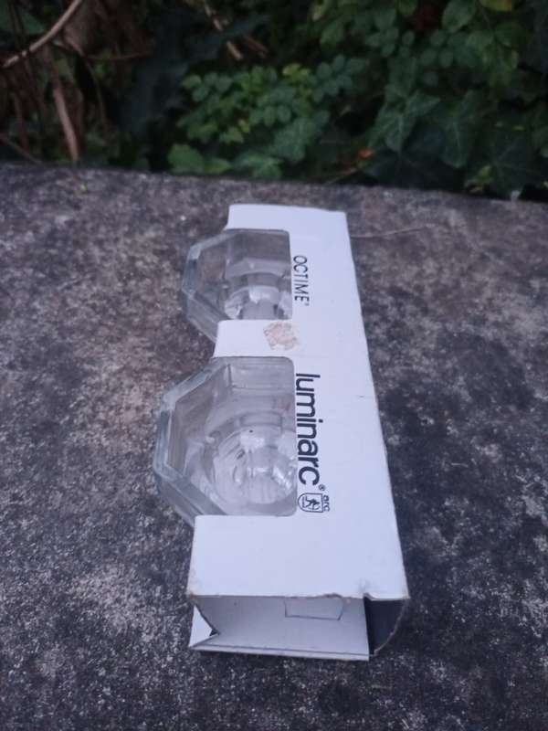 VINTAGE LUMINARC Octime Candle Holders Votive Taper 24% Lead Crystal Octagon France