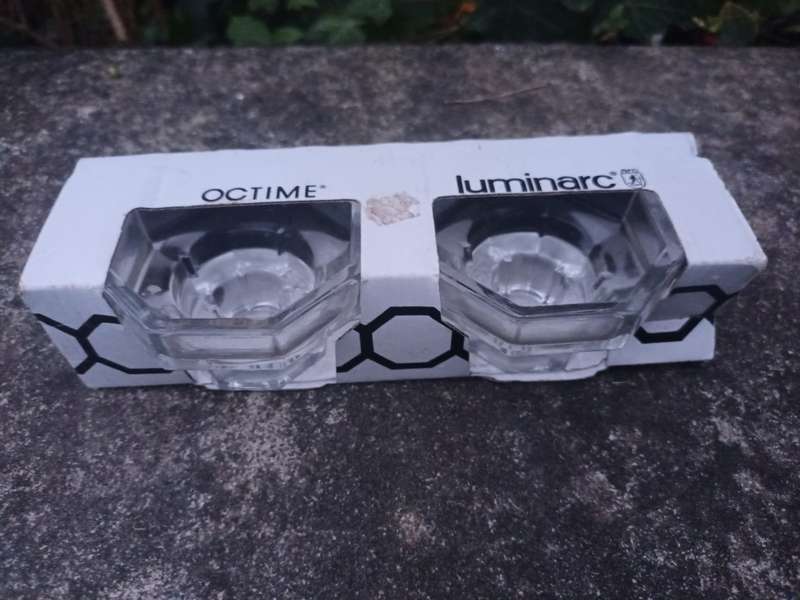 VINTAGE LUMINARC Octime Candle Holders Votive Taper 24% Lead Crystal Octagon France