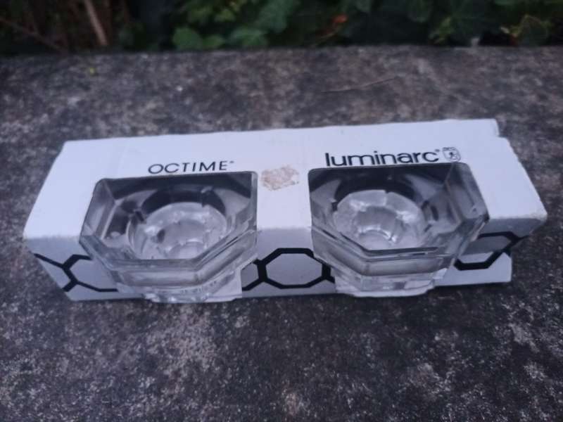 VINTAGE LUMINARC Octime Candle Holders Votive Taper 24% Lead Crystal Octagon France