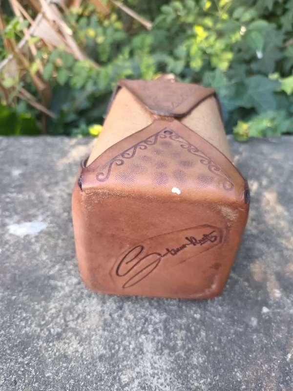 VINTAGE Hand Tooled Leather Wrapped Decanter Bottle